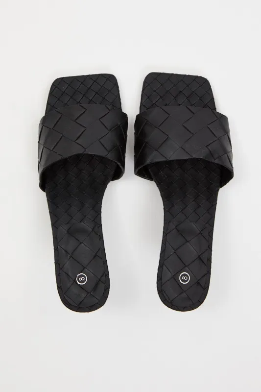 Black Woven Mules sold by Ally Fashion