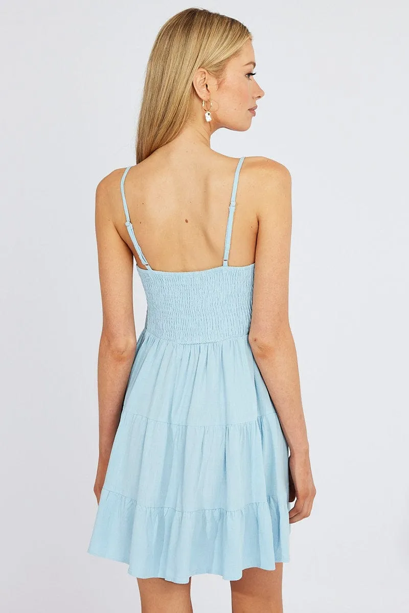Blue Fit and Flare Dress Sleeveless Tiered sold by Ally Fashion product image thumbnail 5