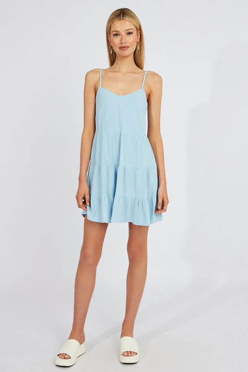 Blue Fit and Flare Dress Sleeveless Tiered sold by Ally Fashion product image thumbnail 2