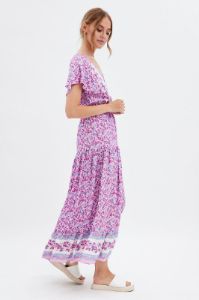 Pink Boho Bell Sleeve Midi Dress sold by Ally Fashion
