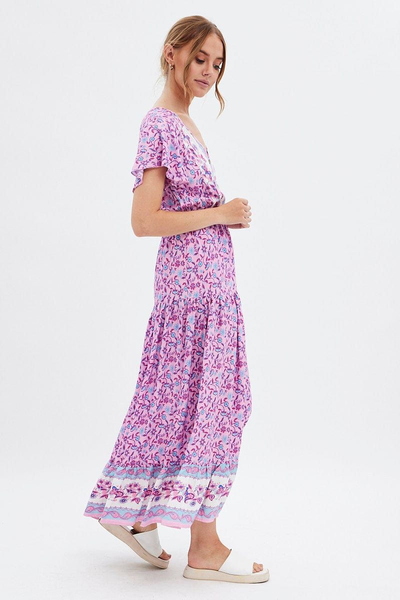 Pink Boho Bell Sleeve Midi Dress sold by Ally Fashion product image thumbnail 4