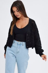 Black Oversized Cardigan sold by Ally Fashion