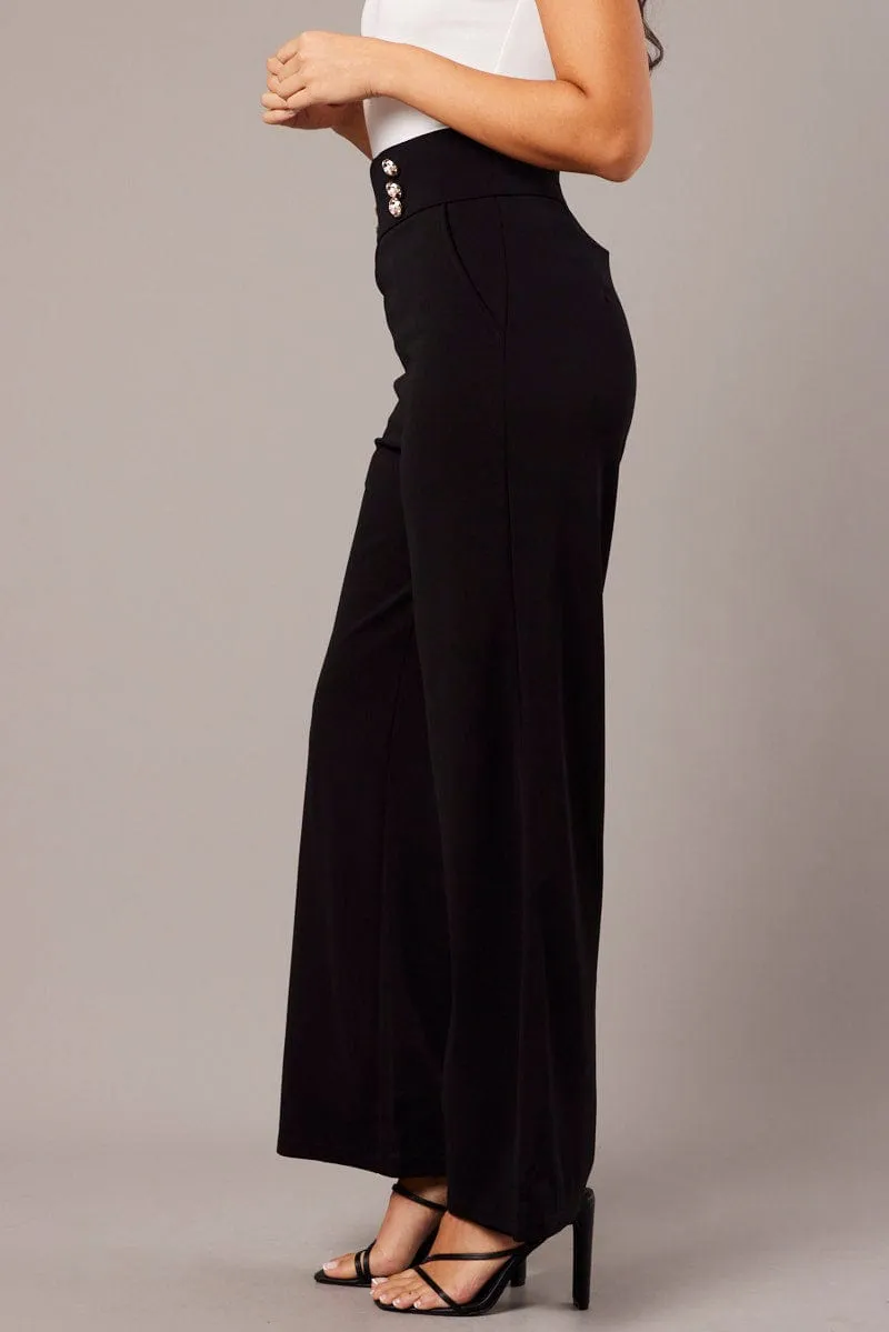 Black Wide Leg Pants High Rise sold by Ally Fashion product image thumbnail 4