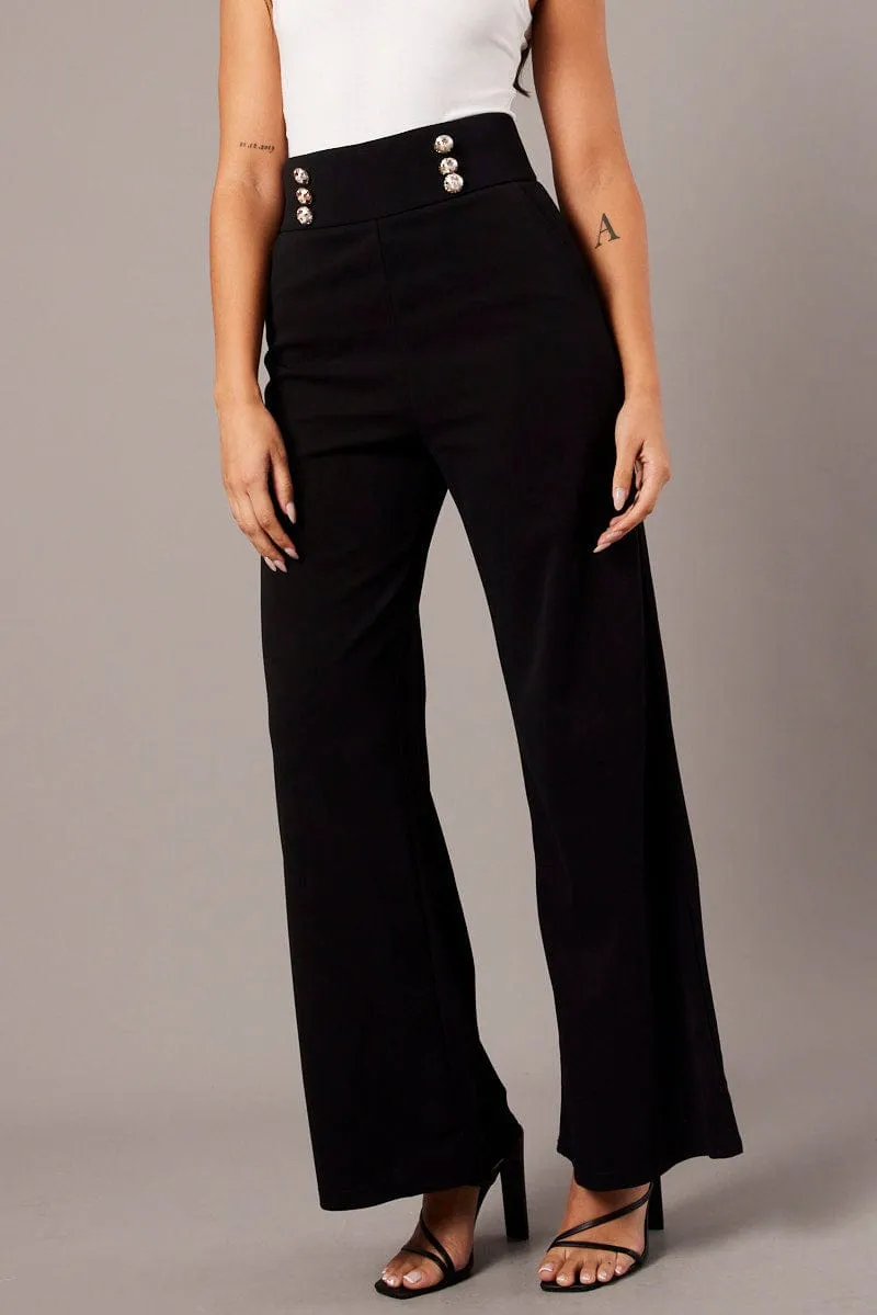 Black Wide Leg Pants High Rise sold by Ally Fashion