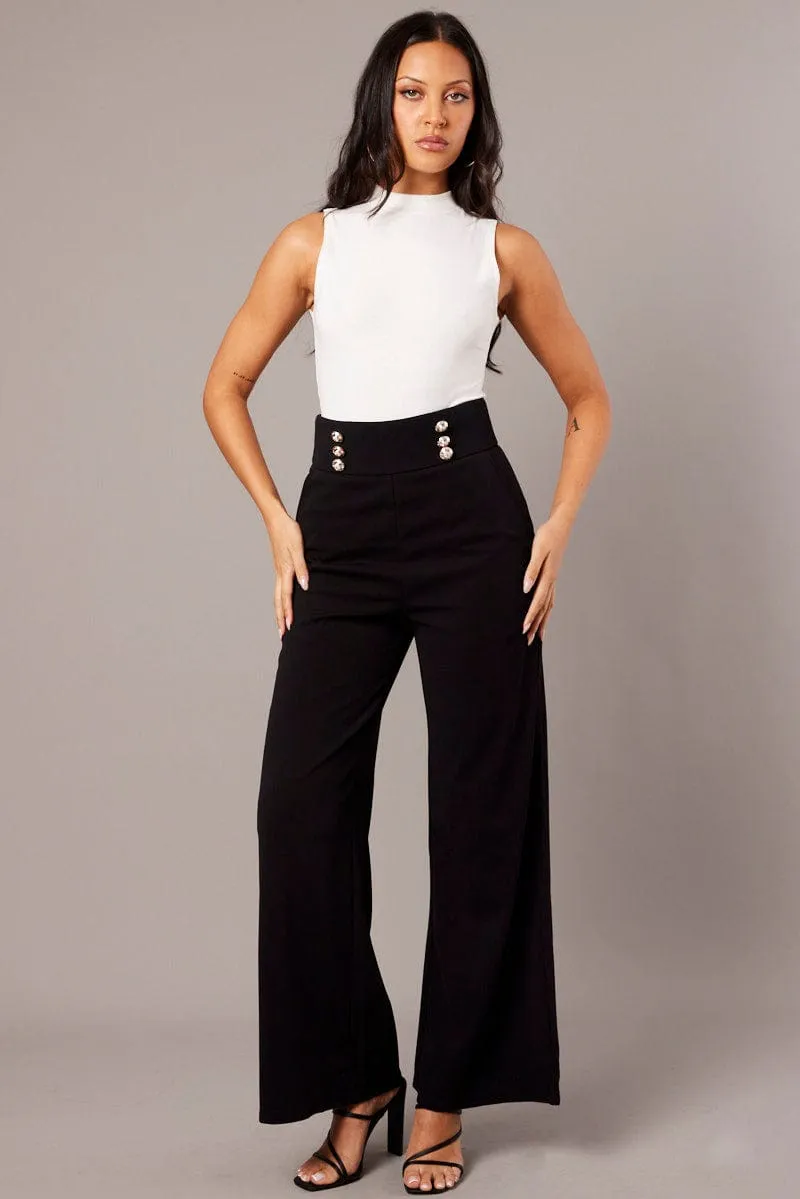 Black Wide Leg Pants High Rise sold by Ally Fashion product image thumbnail 2