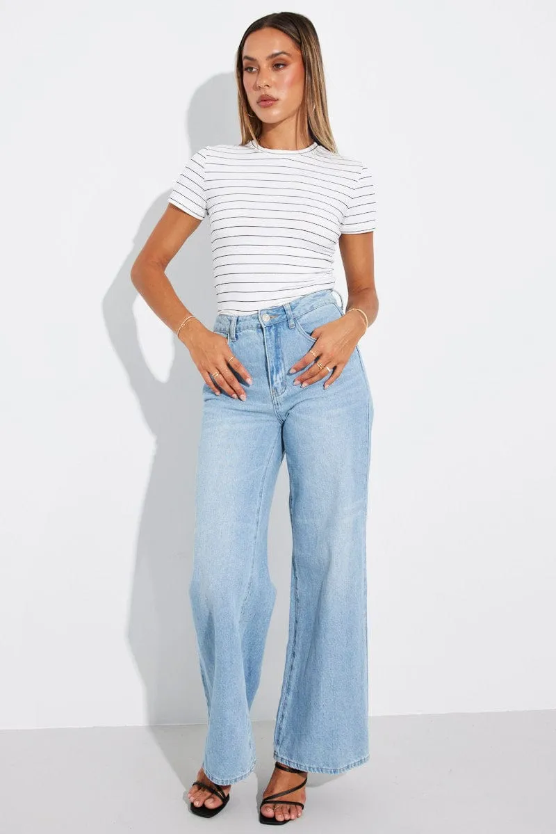 White Stripe Supersoft Top Short Sleeve sold by Ally Fashion product image thumbnail 2