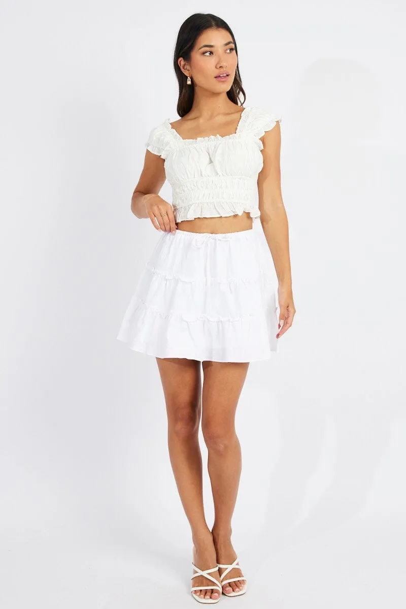 White Skater Skirt Tiered Mini sold by Ally Fashion product image thumbnail 3