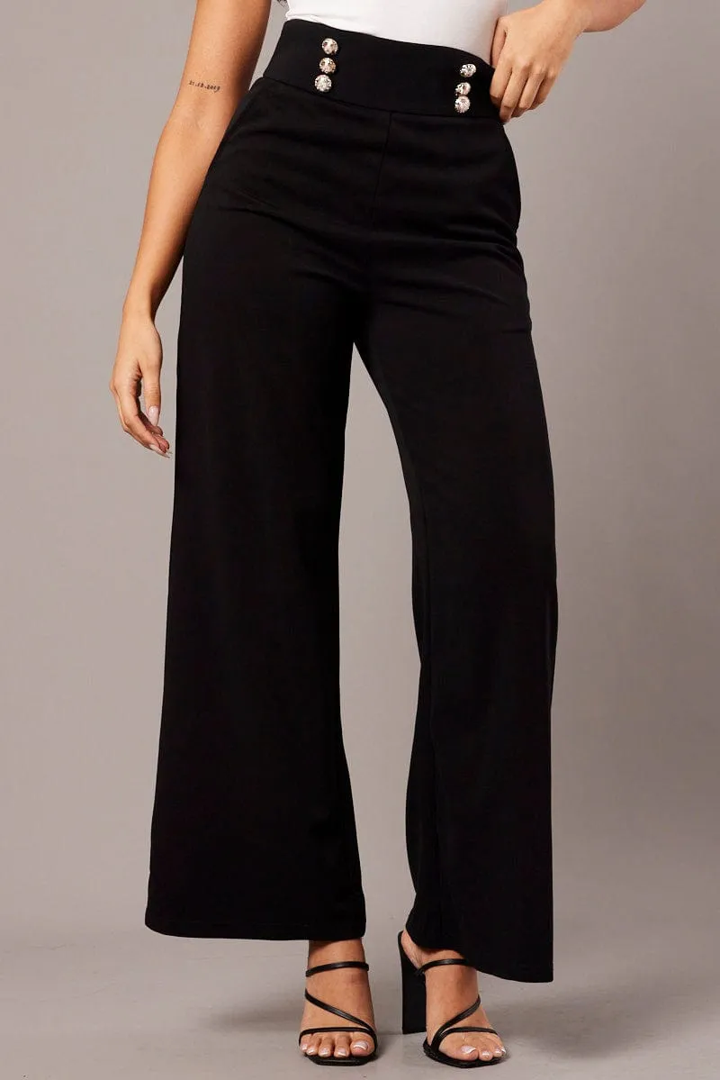Black Wide Leg Pants High Rise sold by Ally Fashion product image thumbnail 3