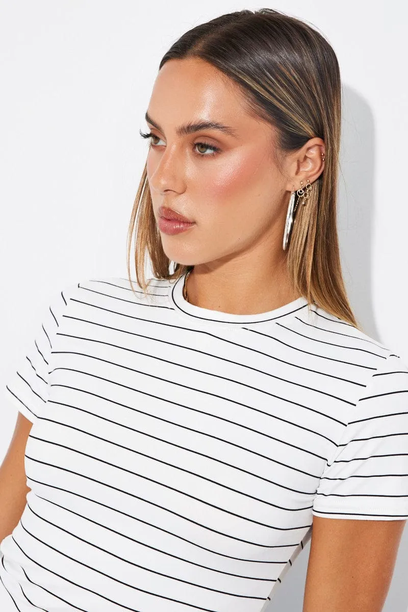 White Stripe Supersoft Top Short Sleeve sold by Ally Fashion product image thumbnail 3