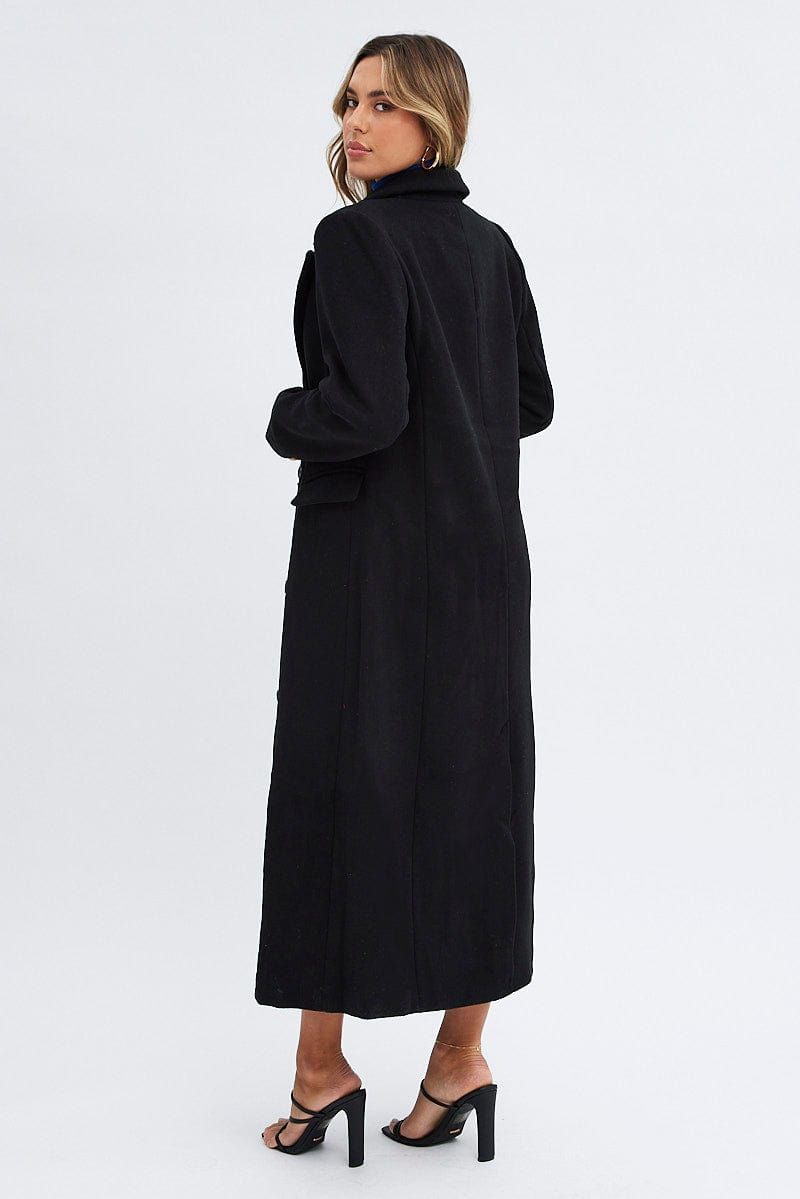 Black Longline Coat Long Sleeve sold by Ally Fashion product image thumbnail 5
