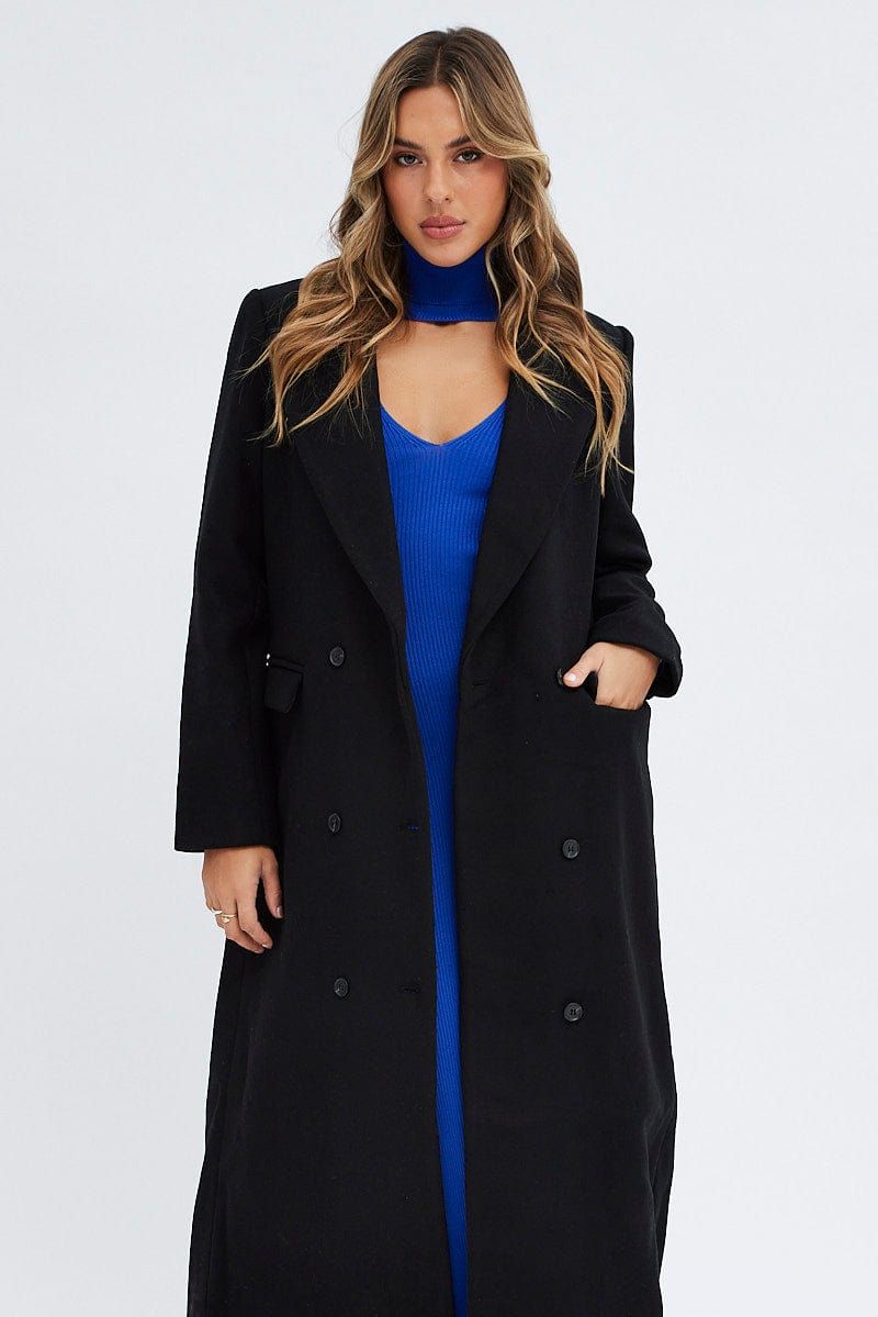Black Longline Coat Long Sleeve sold by Ally Fashion product image thumbnail 2