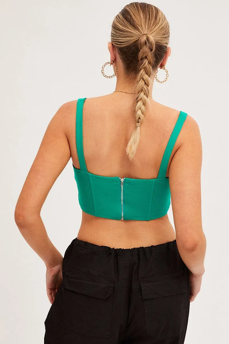 Green Corset Top Sleeveless Seam Detail Square Neck sold by Ally Fashion product image thumbnail 5
