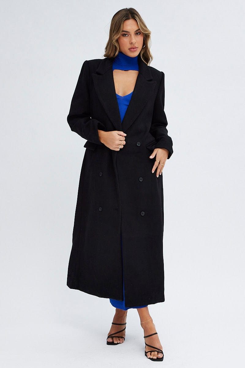 Black Longline Coat Long Sleeve sold by Ally Fashion product image thumbnail 3