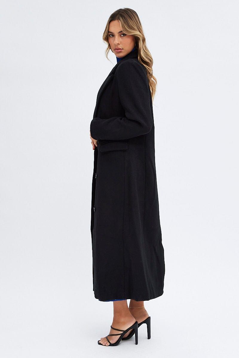 Black Longline Coat Long Sleeve sold by Ally Fashion product image thumbnail 4