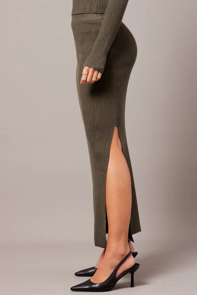 Green Knit Skirt High Rise sold by Ally Fashion product image thumbnail 4