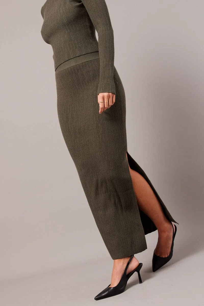Green Knit Skirt High Rise sold by Ally Fashion product image thumbnail 2