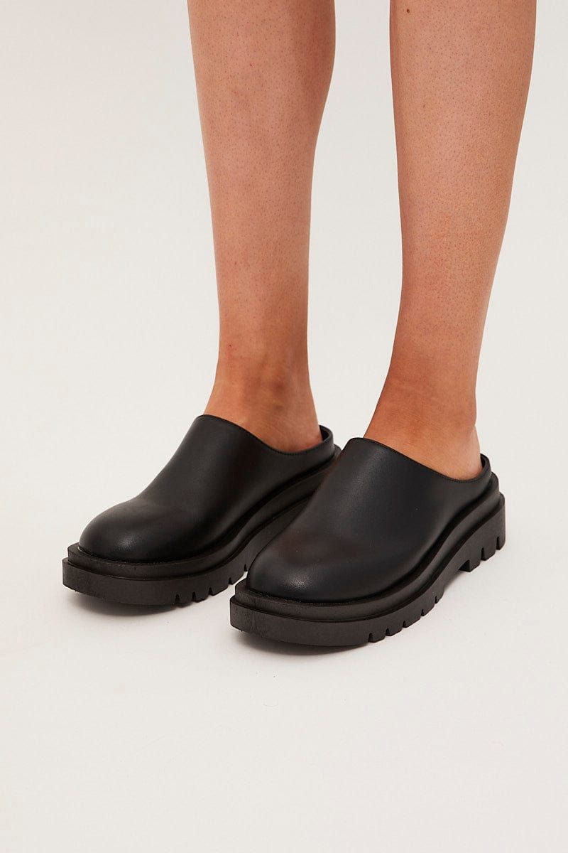 Black Chunky Sole Flat Mules sold by Ally Fashion product image thumbnail 3