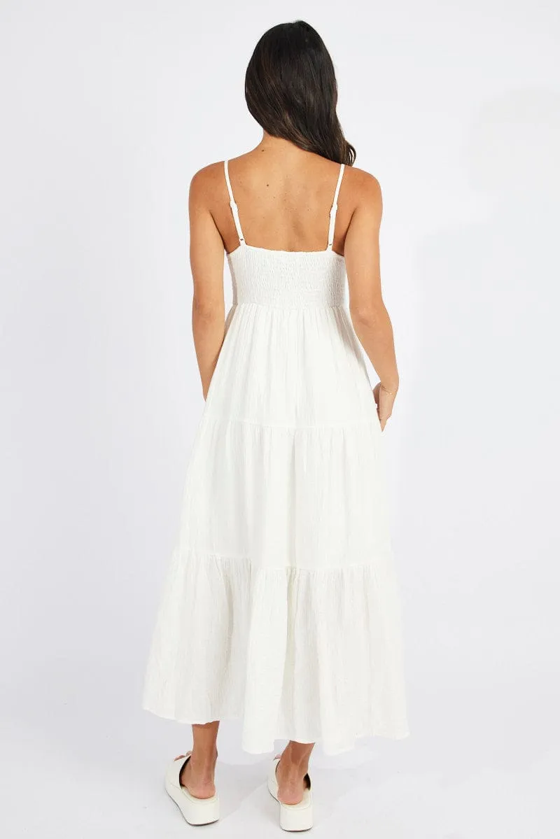 White Midi Dress Sleeveless V-Neck sold by Ally Fashion product image thumbnail 5