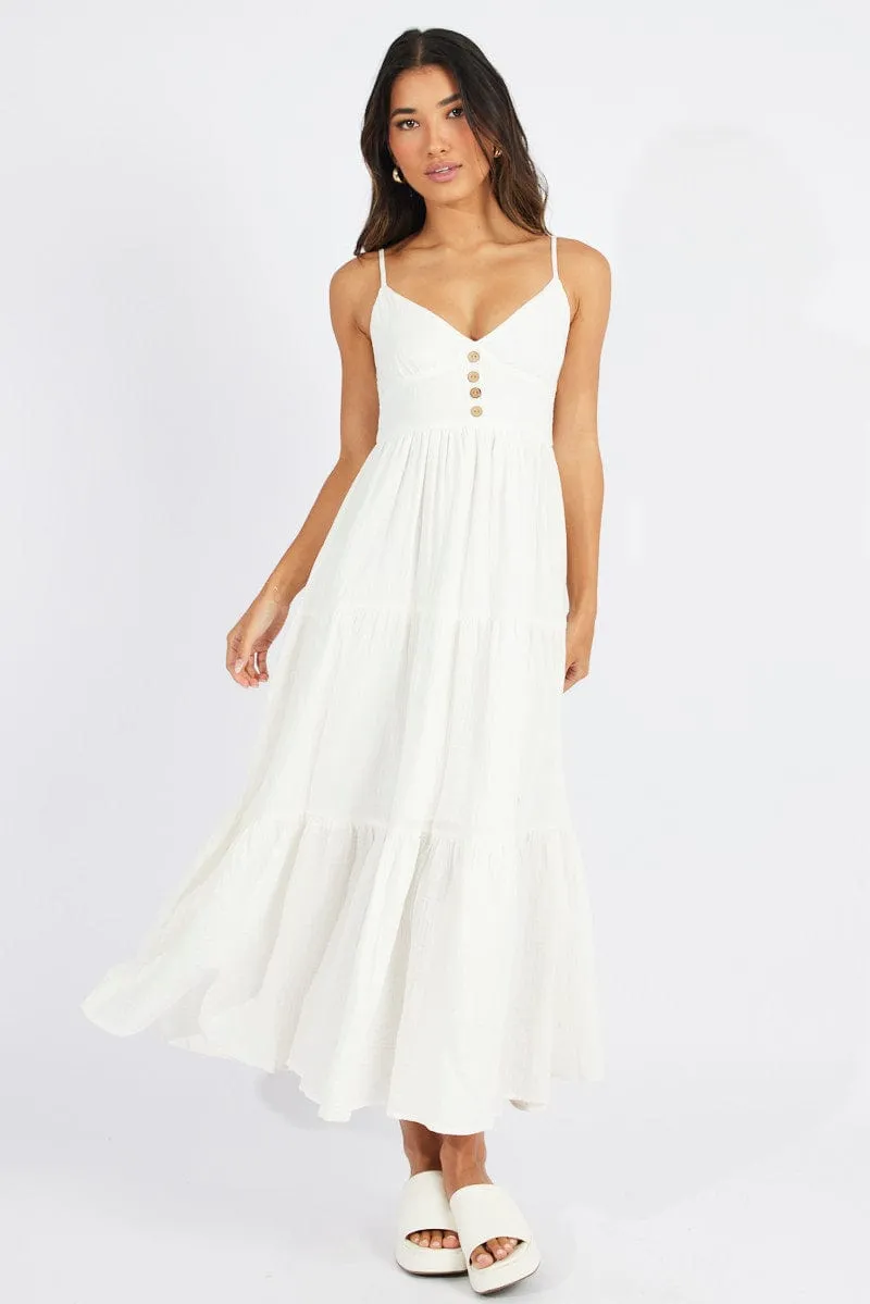White Midi Dress Sleeveless V-Neck sold by Ally Fashion product image thumbnail 2
