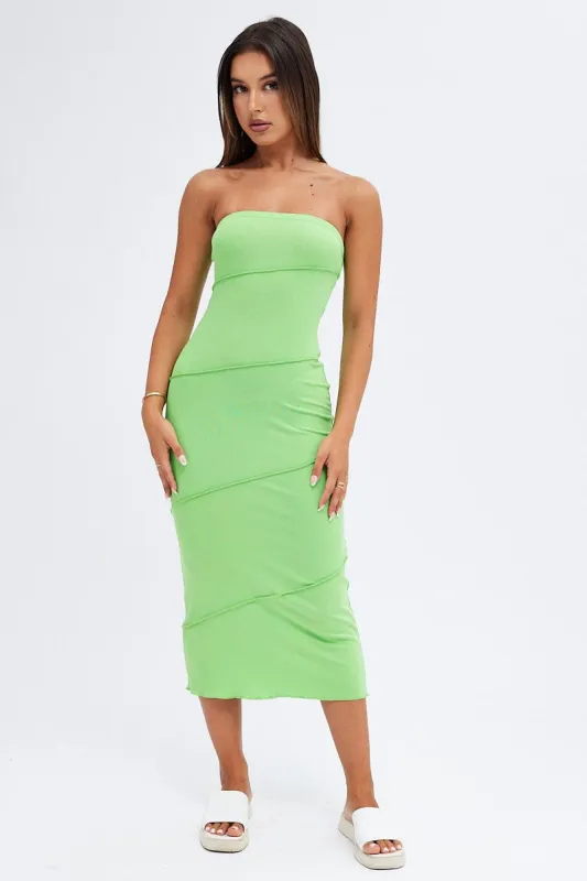 Green Ribbed Bodycon Midi Dress sold by Ally Fashion