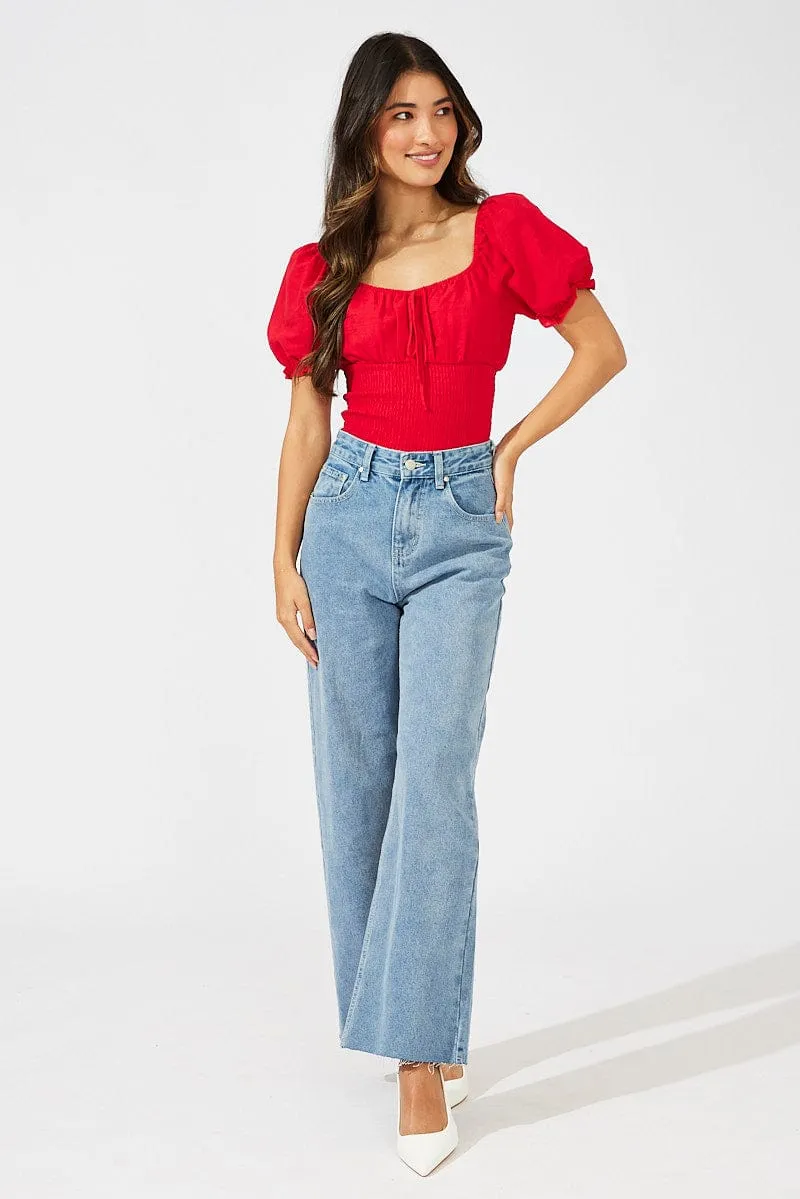 Red Bodysuit Short Sleeve sold by Ally Fashion product image thumbnail 3