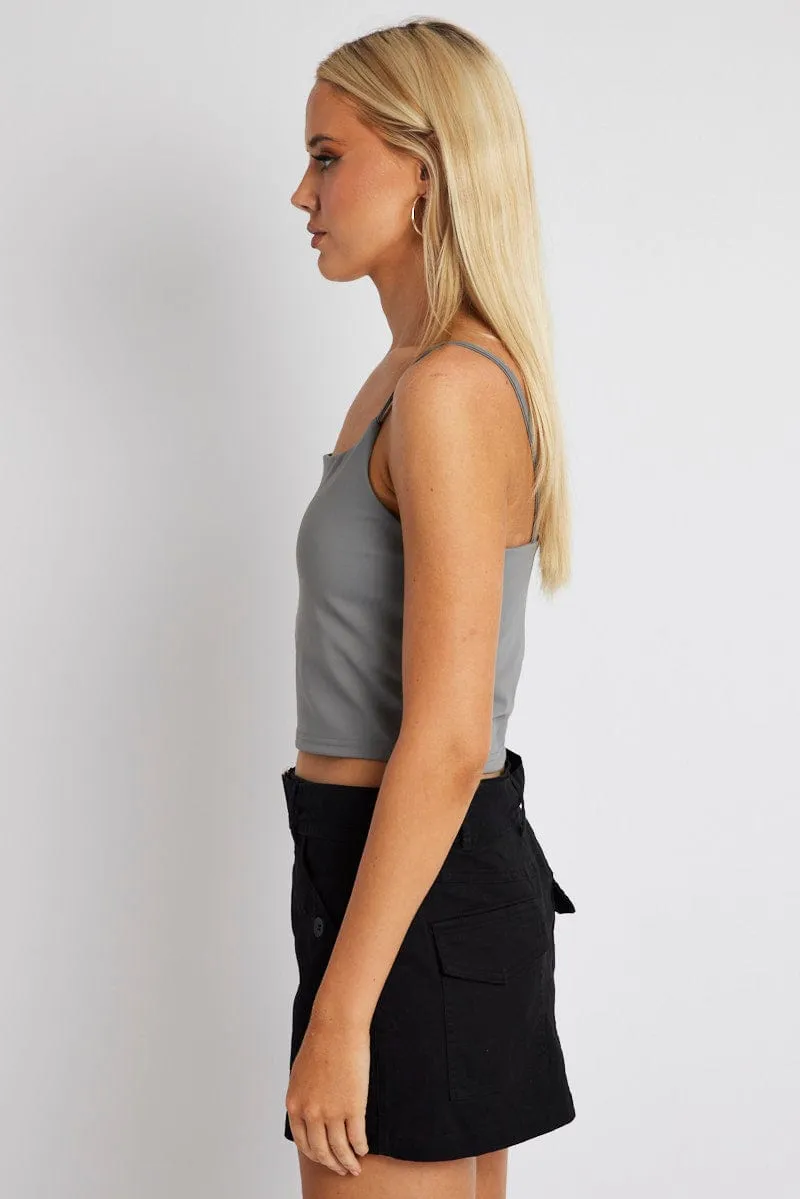 Grey Bralette Round Neck Sleeveless Padded sold by Ally Fashion product image thumbnail 4