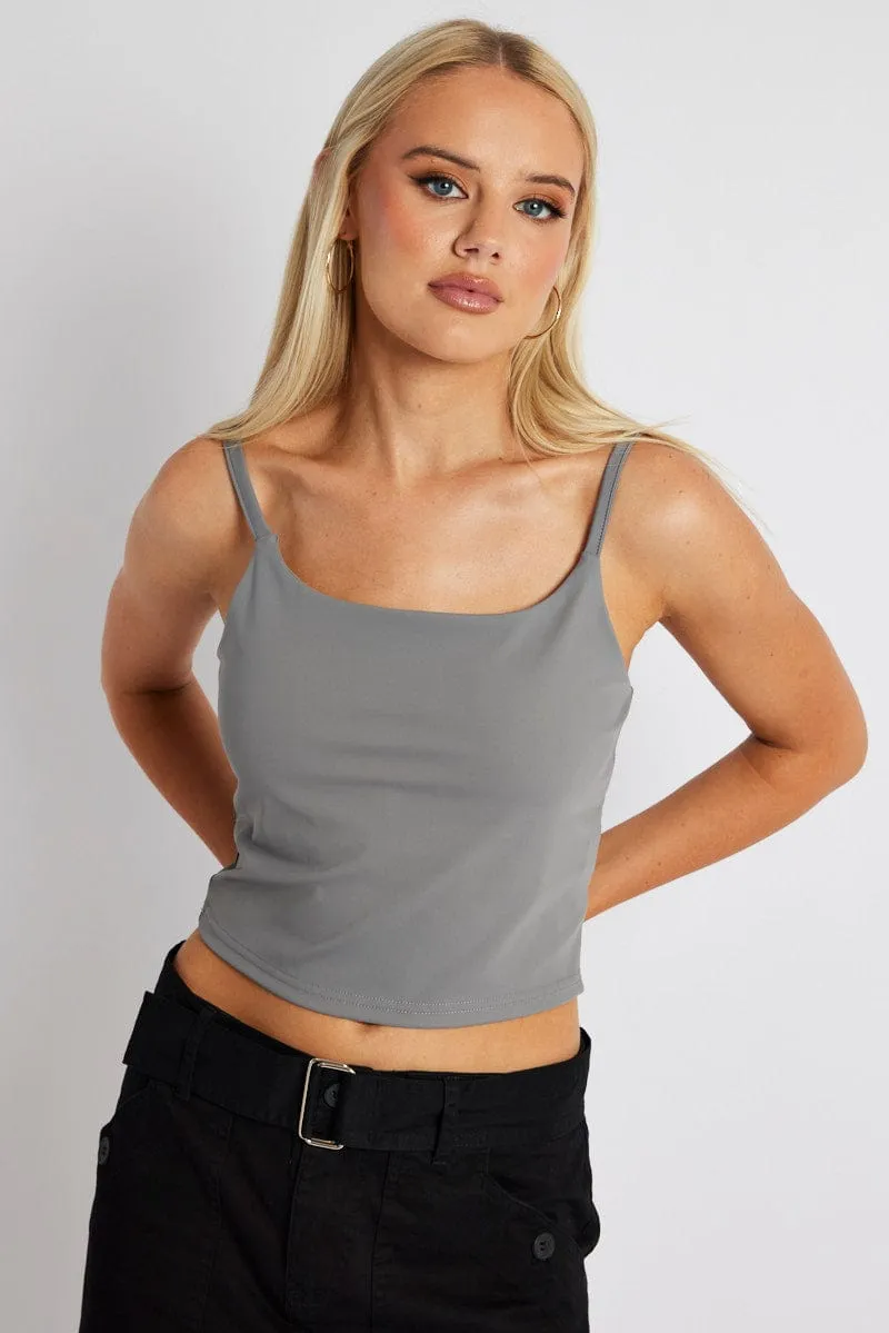Grey Bralette Round Neck Sleeveless Padded sold by Ally Fashion