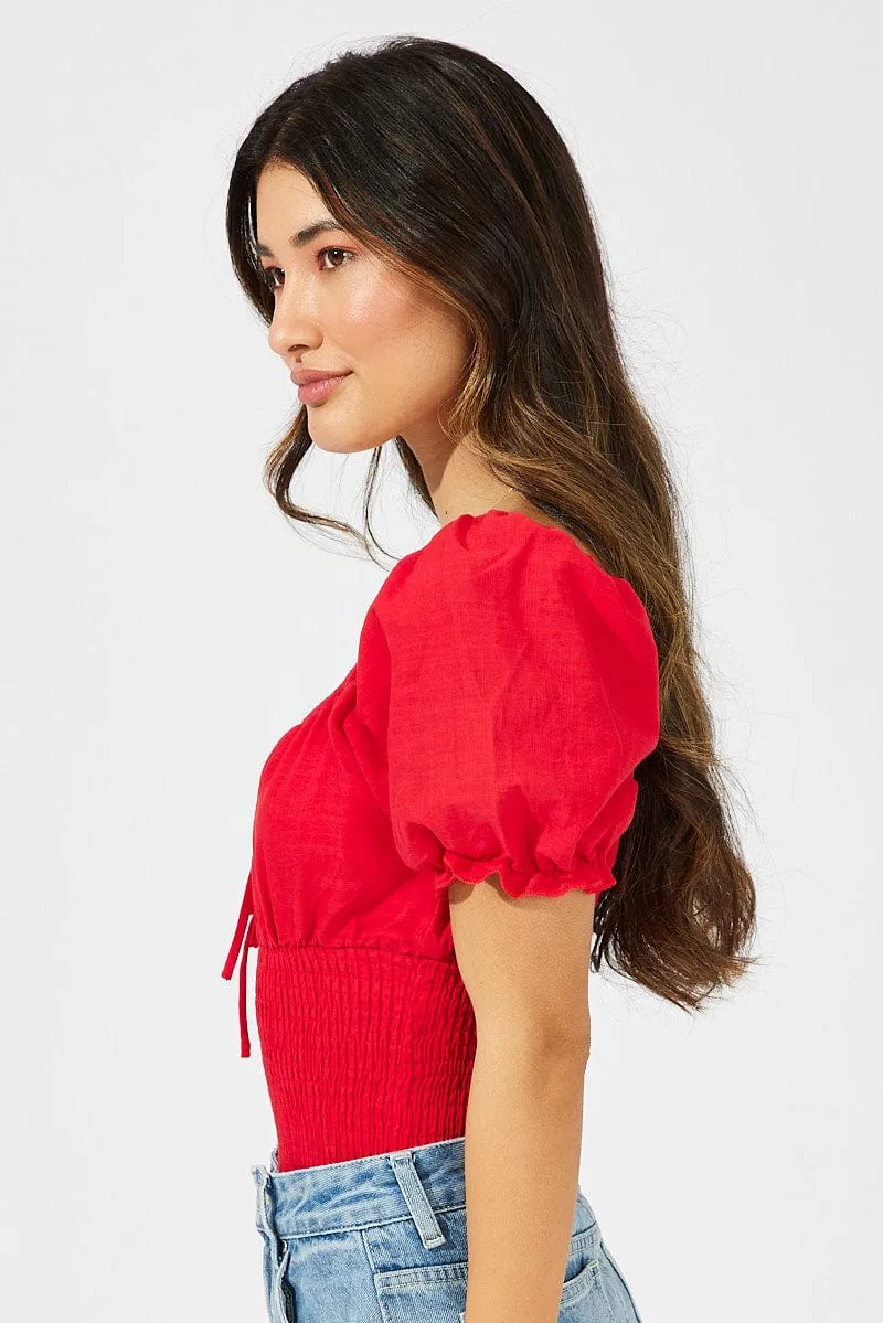 Red Bodysuit Short Sleeve sold by Ally Fashion product image thumbnail 4