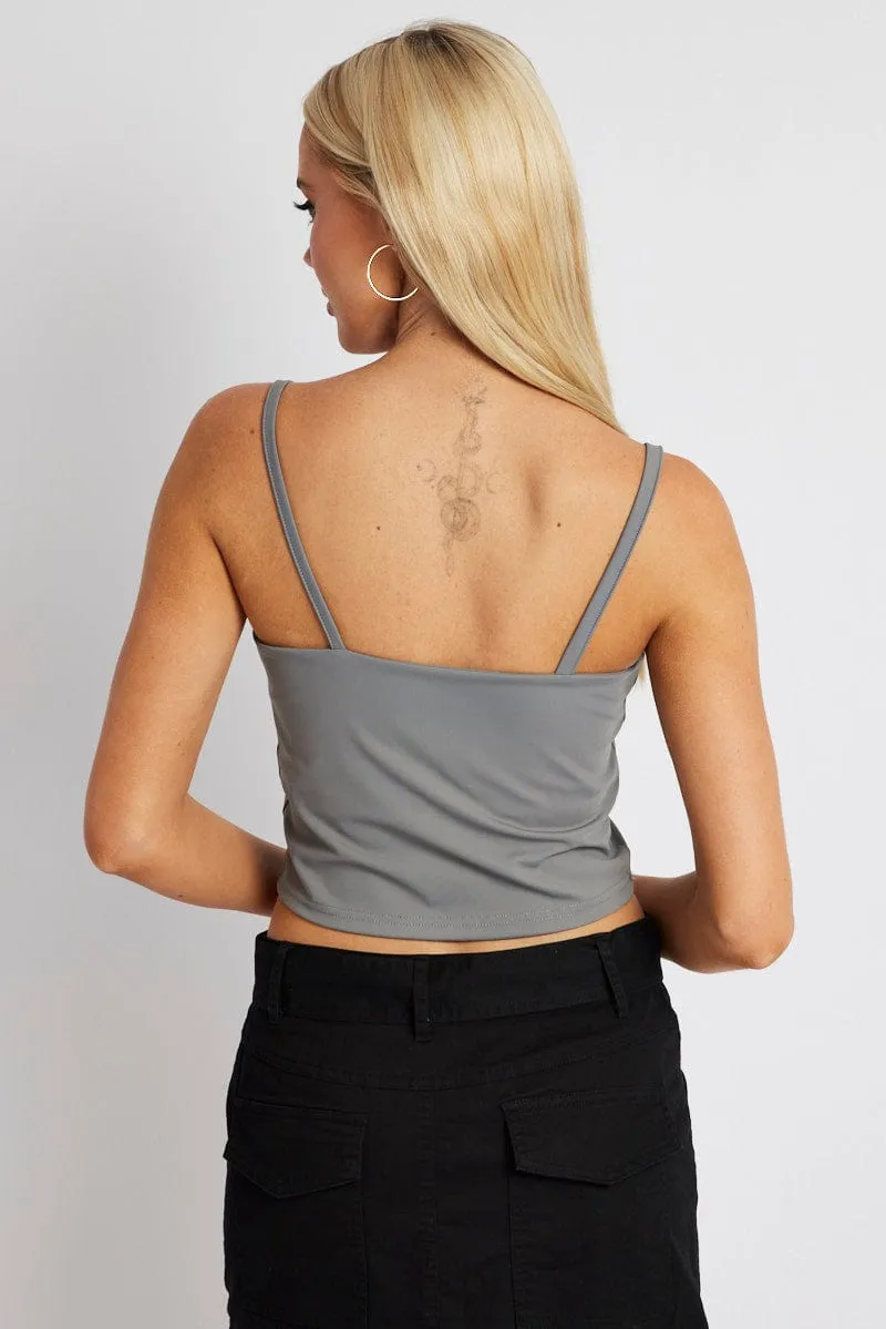 Grey Bralette Round Neck Sleeveless Padded sold by Ally Fashion product image thumbnail 5