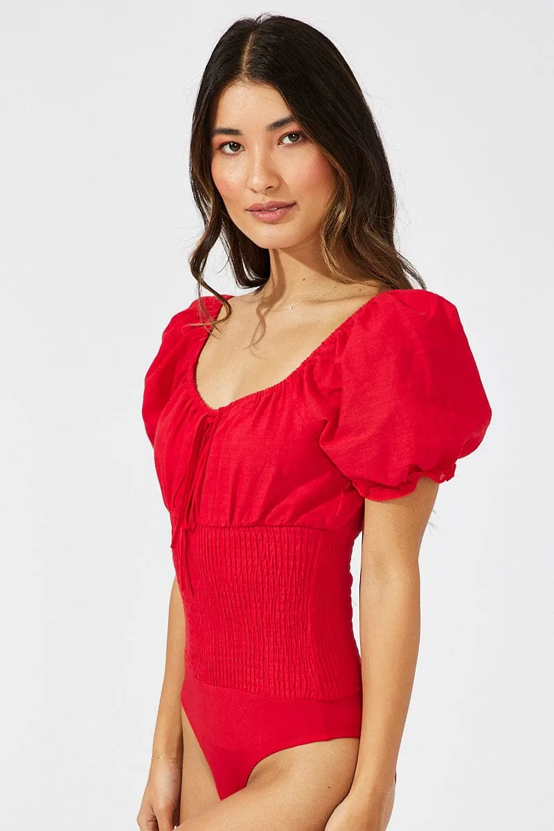 Red Bodysuit Short Sleeve sold by Ally Fashion product image thumbnail 2