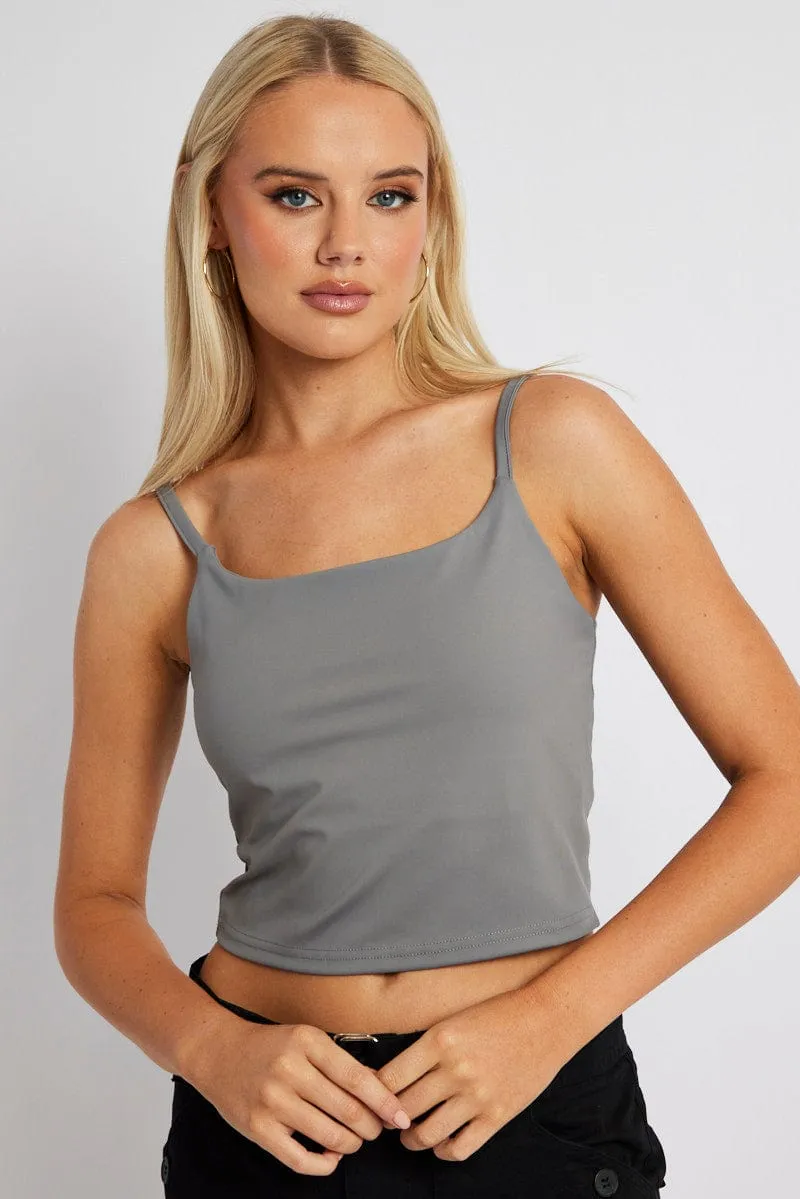 Grey Bralette Round Neck Sleeveless Padded sold by Ally Fashion product image thumbnail 3