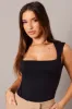 Black Scoop Neck Tank Sleeveless sold by Ally Fashion