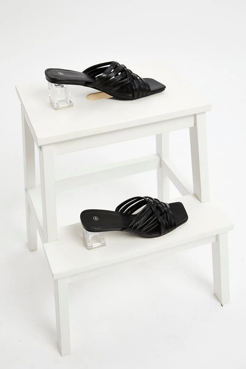 Black Woven Perspex Heels sold by Ally Fashion