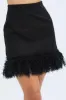 Black Faux Feather Trim Bodycon Mini Skirt sold by Ally Fashion