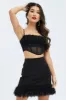 Black Faux Feather Trim Bodycon Mini Skirt sold by Ally Fashion