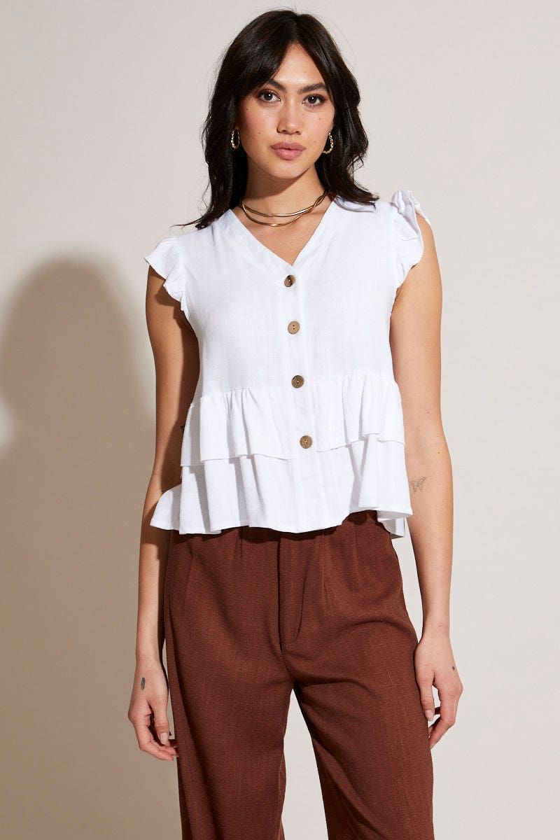 White Peplum Top Sleeveless sold by Ally Fashion product image thumbnail 5