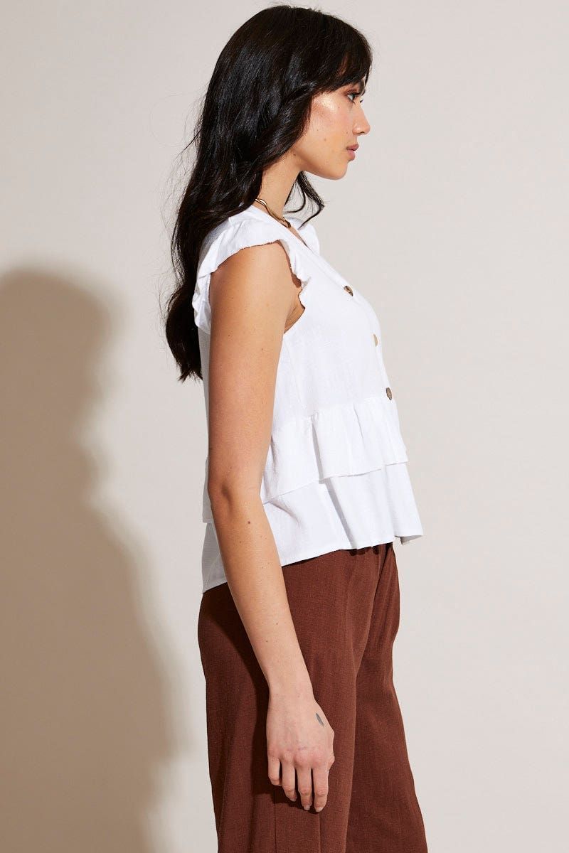 White Peplum Top Sleeveless sold by Ally Fashion product image thumbnail 3
