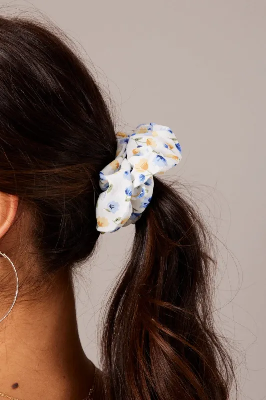 Blue Floral Scrunchie sold by Ally Fashion