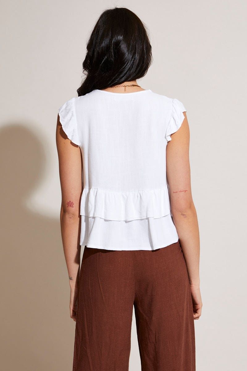 White Peplum Top Sleeveless sold by Ally Fashion product image thumbnail 4