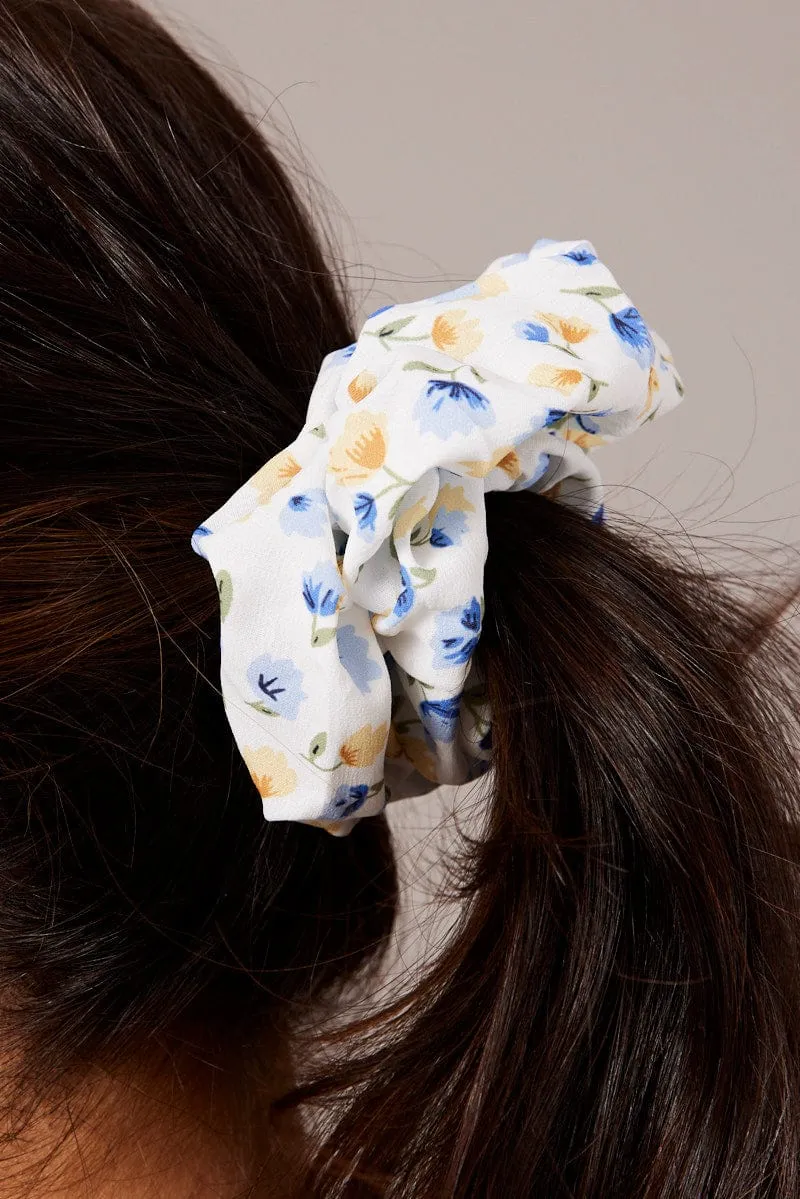 Blue Floral Scrunchie sold by Ally Fashion product image thumbnail 2