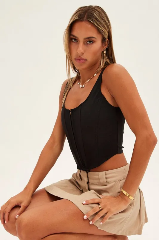 Black Corset Top Square Neck sold by Ally Fashion