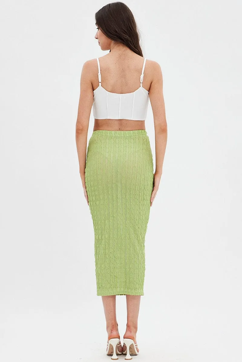 Green Textured Midi Skirt sold by Ally Fashion product image thumbnail 5