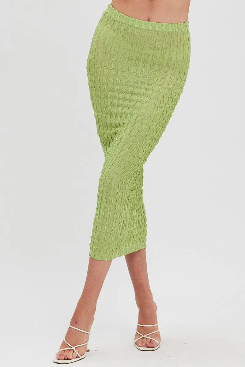 Green Textured Midi Skirt sold by Ally Fashion product image thumbnail 2