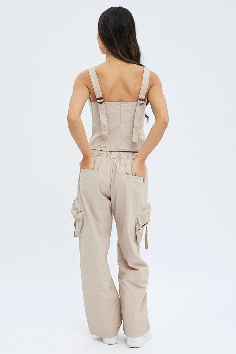 Beige Cargo Pants Low Rise sold by Ally Fashion product image thumbnail 5