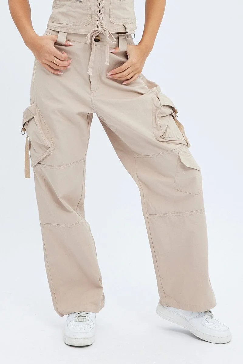 Beige Cargo Pants Low Rise sold by Ally Fashion product image thumbnail 2