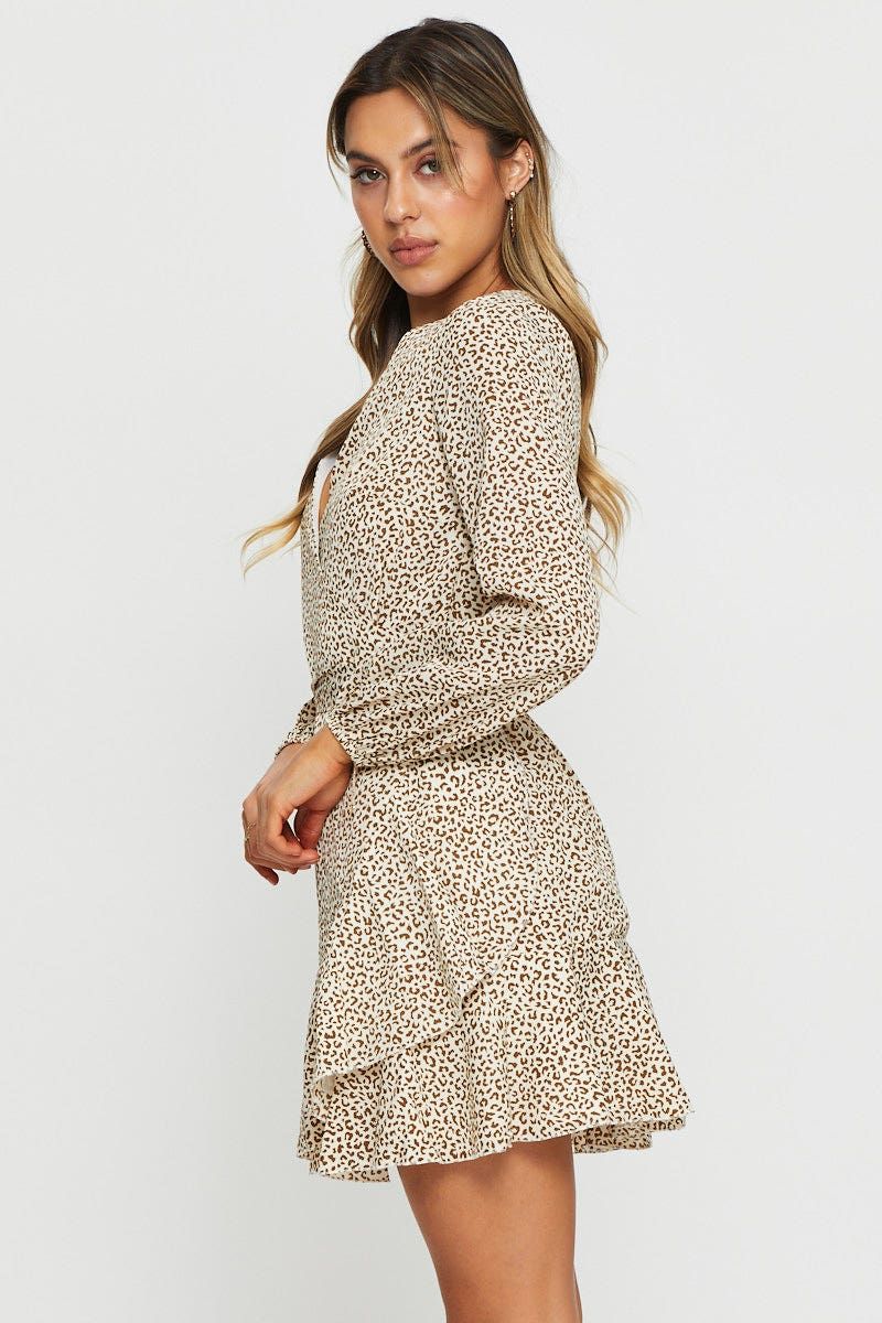 Print Wrap Dress Long Sleeve Mini sold by Ally Fashion product image thumbnail 4