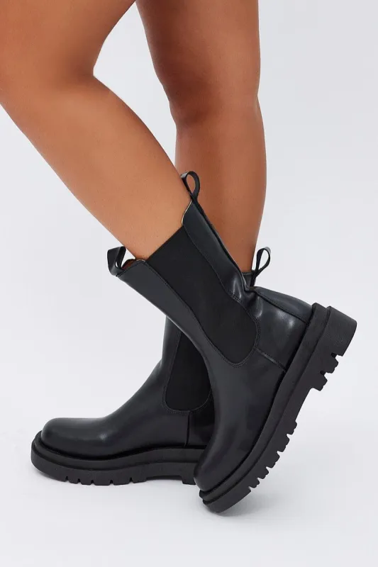 Black Chunky Sole Boots sold by Ally Fashion