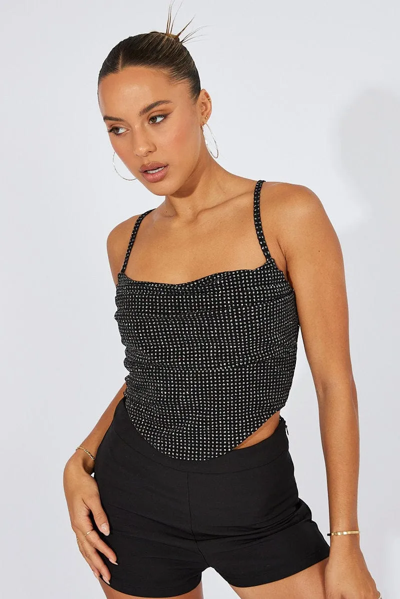 Black Cami Sleeveless Cowl Neck sold by Ally Fashion product image thumbnail 3