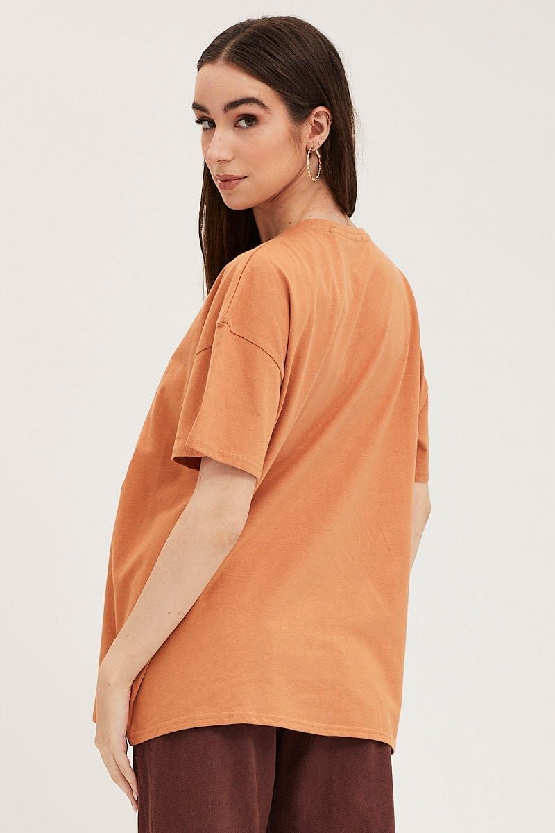 Orange Graphic T-Shirt Embroided sold by Ally Fashion product image thumbnail 5