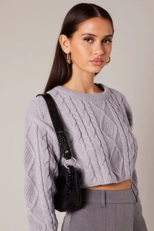 Grey Cable Knit Jumper sold by Ally Fashion